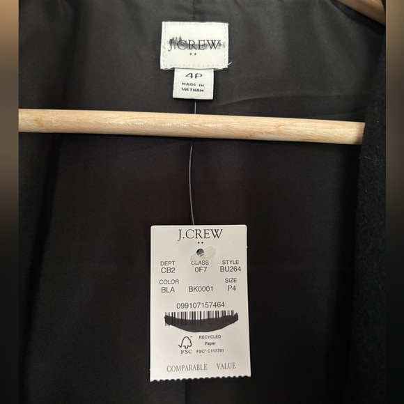 NWT J. Crew Black Wool Peacoat City Coat with Button Neck mock neck - Picture 12 of 13